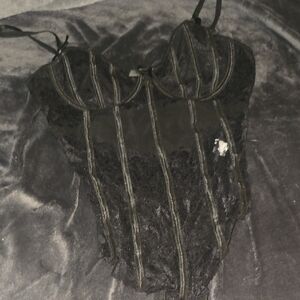 Women’s Black Lace Bodysuit Lingerie